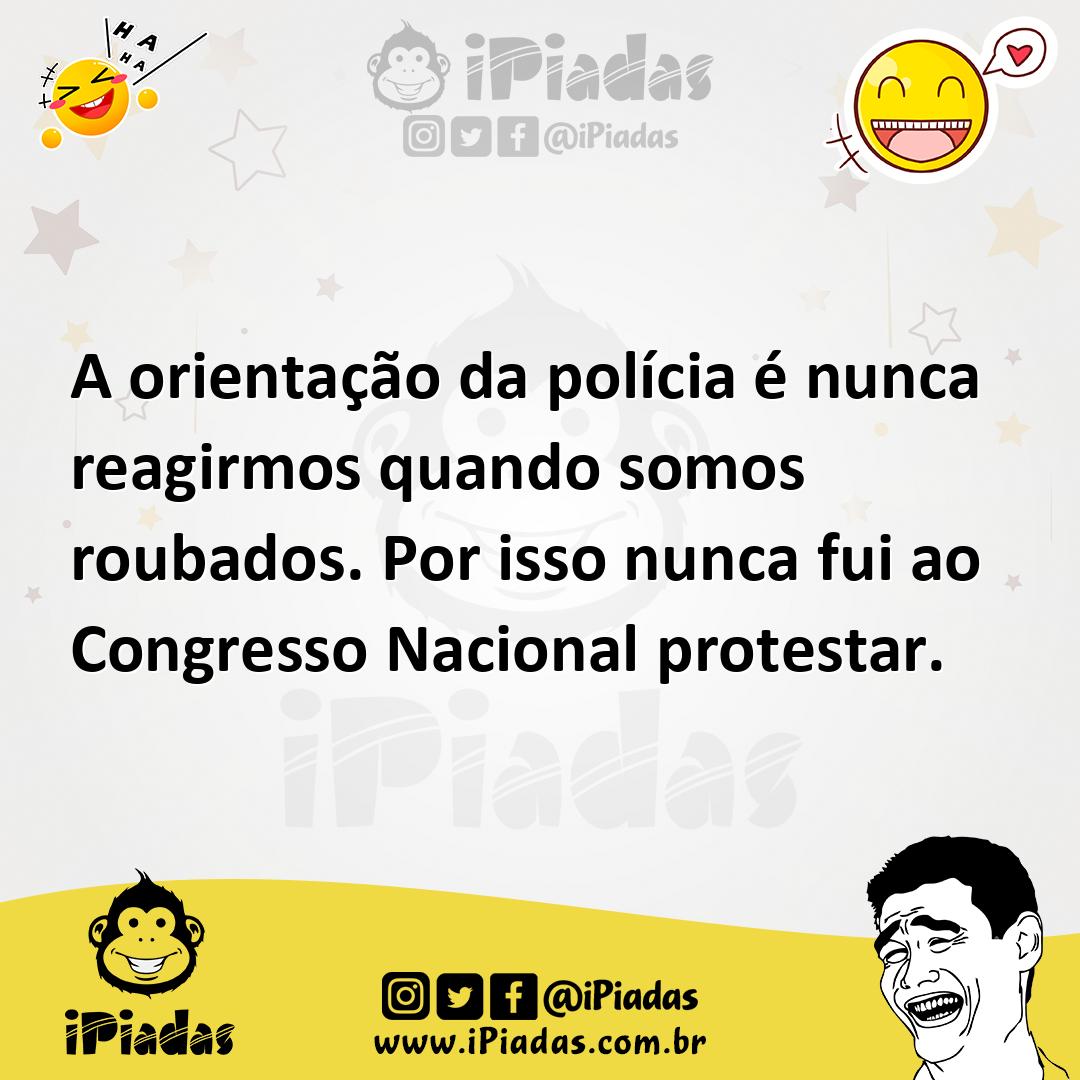 Ilustração de A orientação da polícia é nunca reagirmos quando somos roubados. Por i... no iPiadas