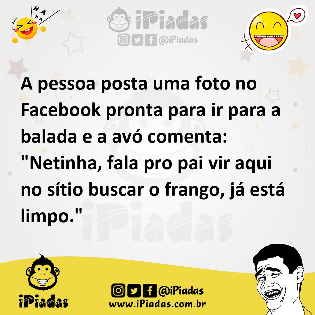 Ilustração de A pessoa posta uma foto no Facebook pronta para ir para a balada e a a... no iPiadas