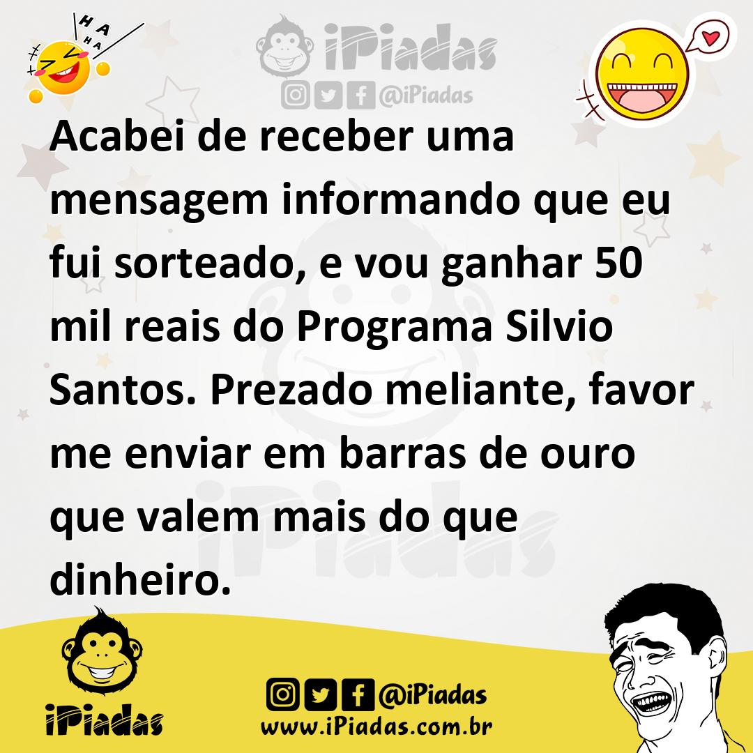 Ilustração de Acabei de receber uma mensagem informando que eu fui sorteado, e vou g... no iPiadas