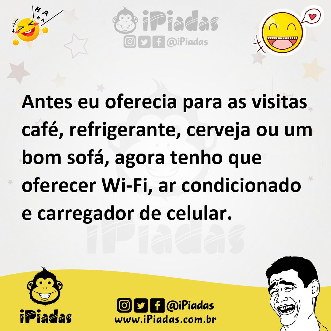 Ilustração de Antes eu oferecia para as visitas café, refrigerante, cerveja ou um bo... no iPiadas