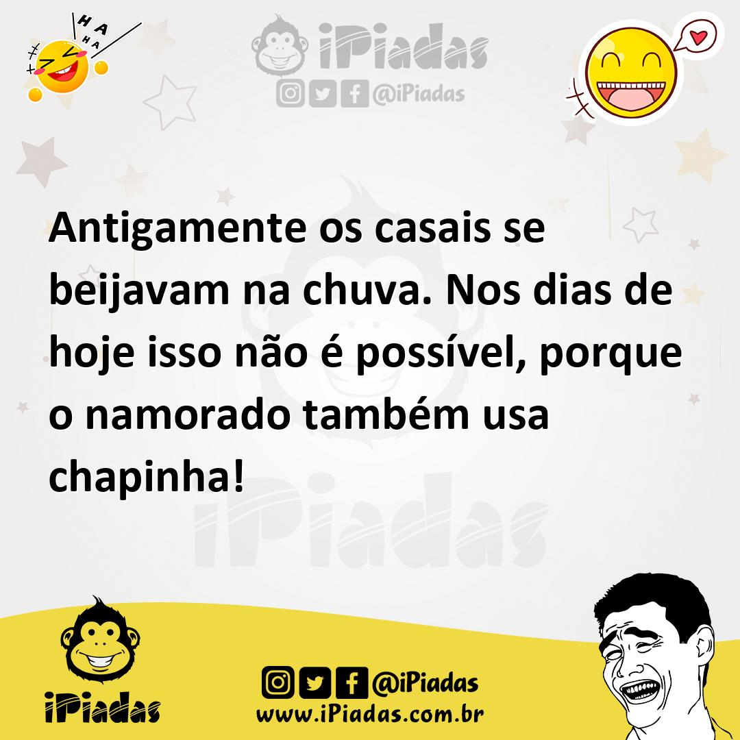 Ilustração de Antigamente os casais se beijavam na chuva. Nos dias de hoje isso não... no iPiadas