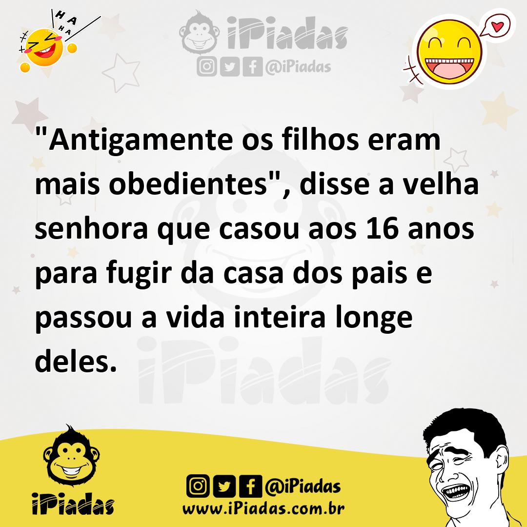 Ilustração de "Antigamente os filhos eram mais obedientes", disse a velha senhora qu... no iPiadas