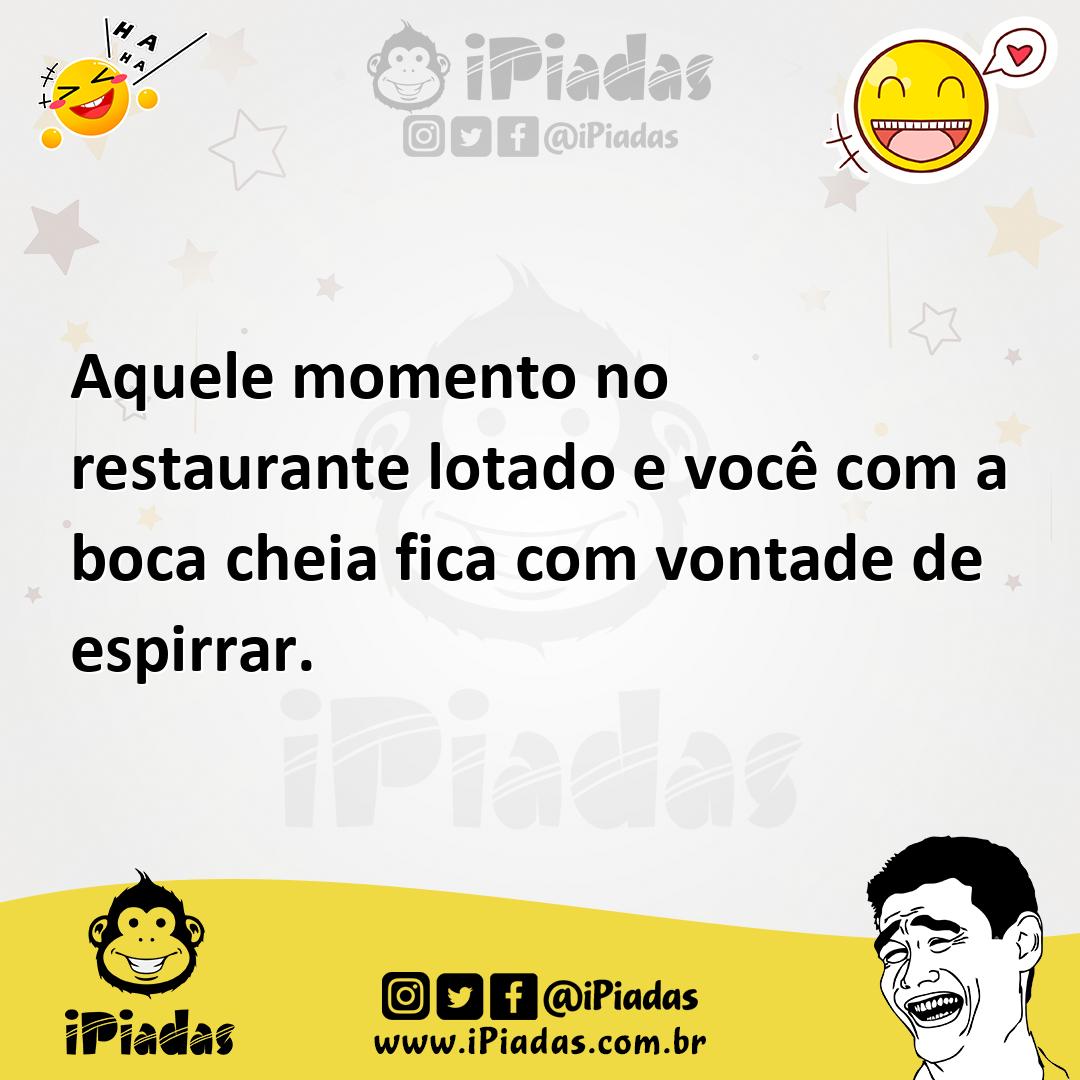 Ilustração de Aquele momento no restaurante lotado e você com a boca cheia fica com... no iPiadas