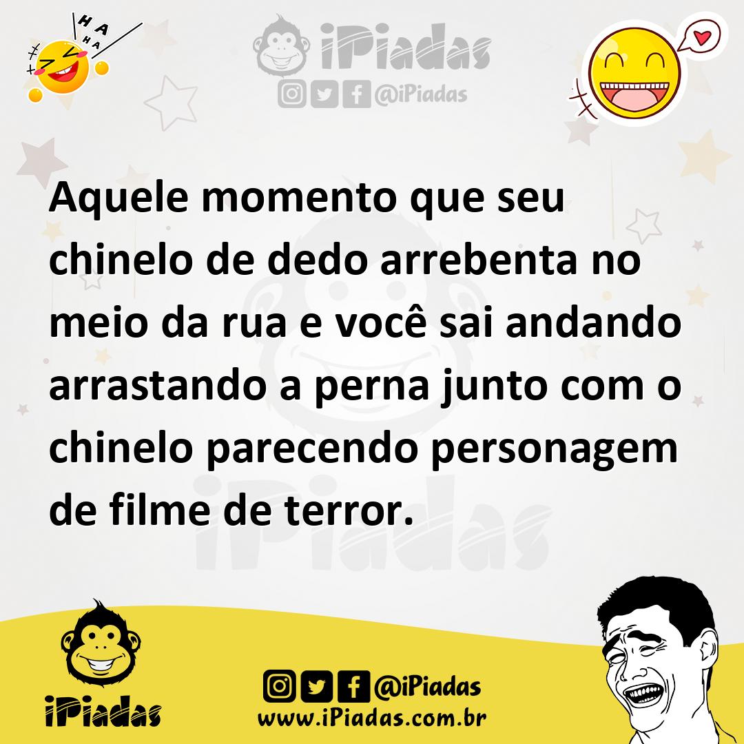 Ilustração de Aquele momento que seu chinelo de dedo arrebenta no meio da rua e você... no iPiadas