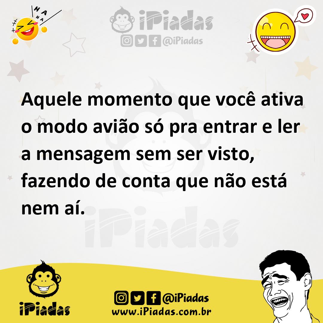 Ilustração de Aquele momento que você ativa o modo avião só pra entrar e ler a mensa... no iPiadas