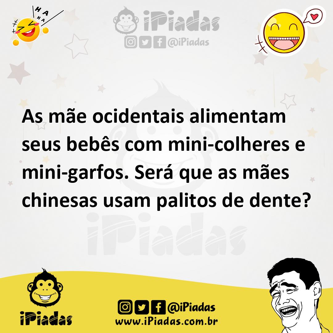Ilustração de As mãe ocidentais alimentam seus bebês com mini-colheres e mini-garfos... no iPiadas