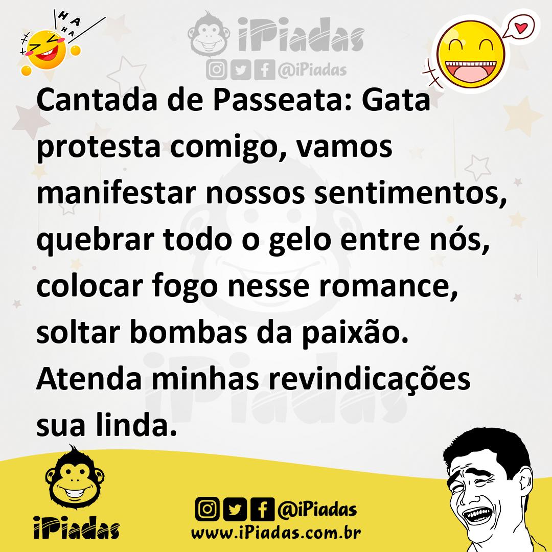Ilustração de Cantada de Passeata: Gata protesta comigo, vamos manifestar nossos sen... no iPiadas