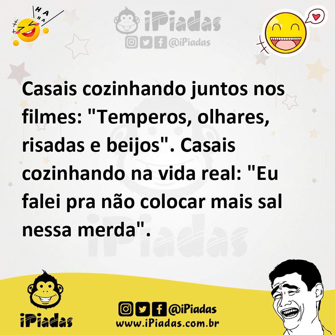 Ilustração de Casais cozinhando juntos nos filmes: "Temperos, olhares, risadas e bei... no iPiadas