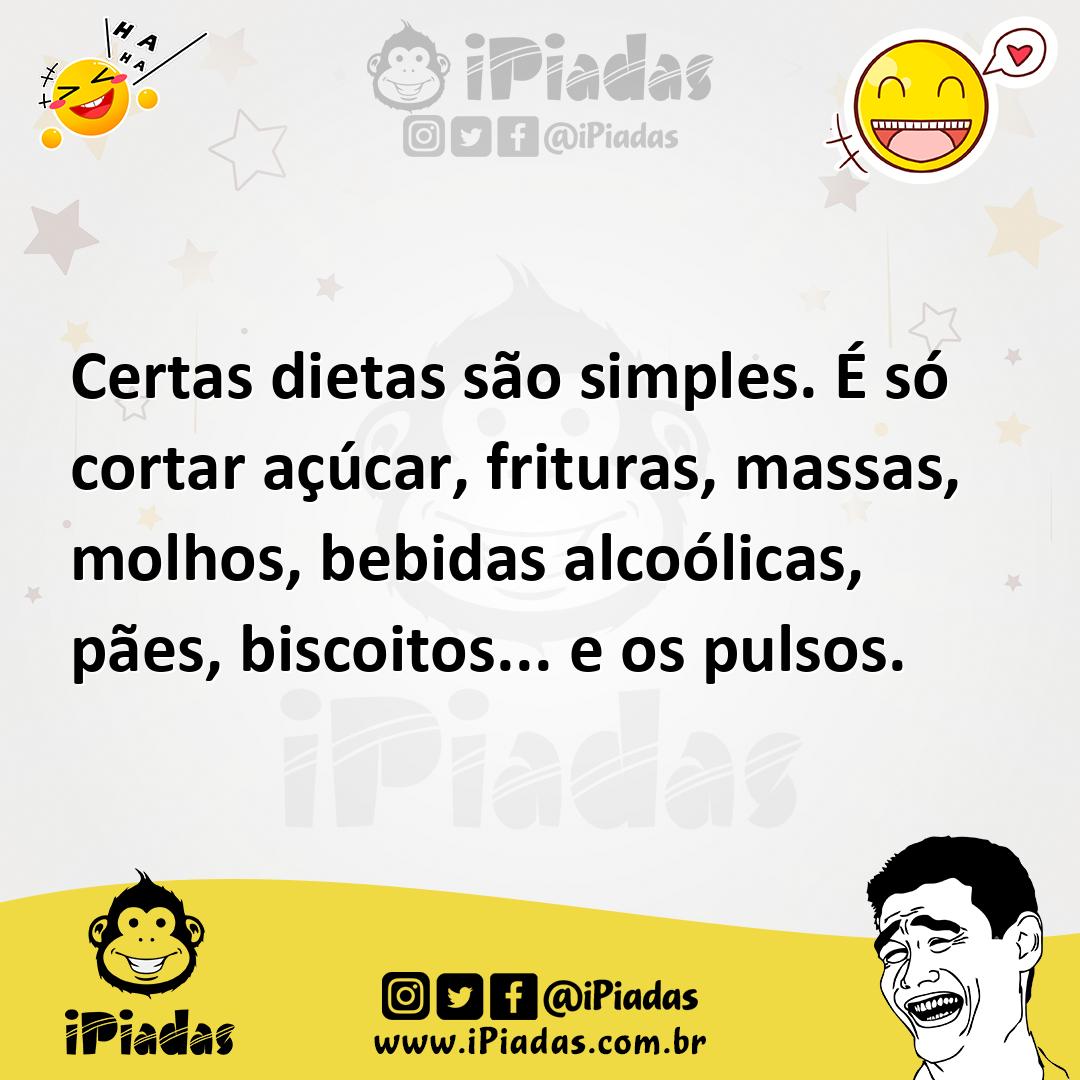 Ilustração de Certas dietas são simples. É só cortar açúcar, frituras, massas, molho... no iPiadas