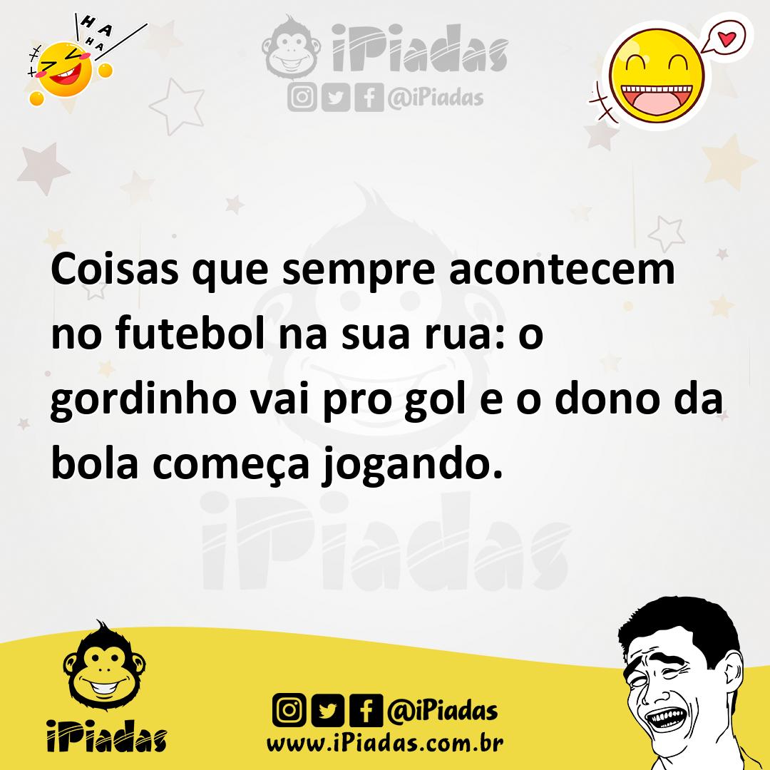 Ilustração de Coisas que sempre acontecem no futebol na sua rua: o gordinho vai pro... no iPiadas
