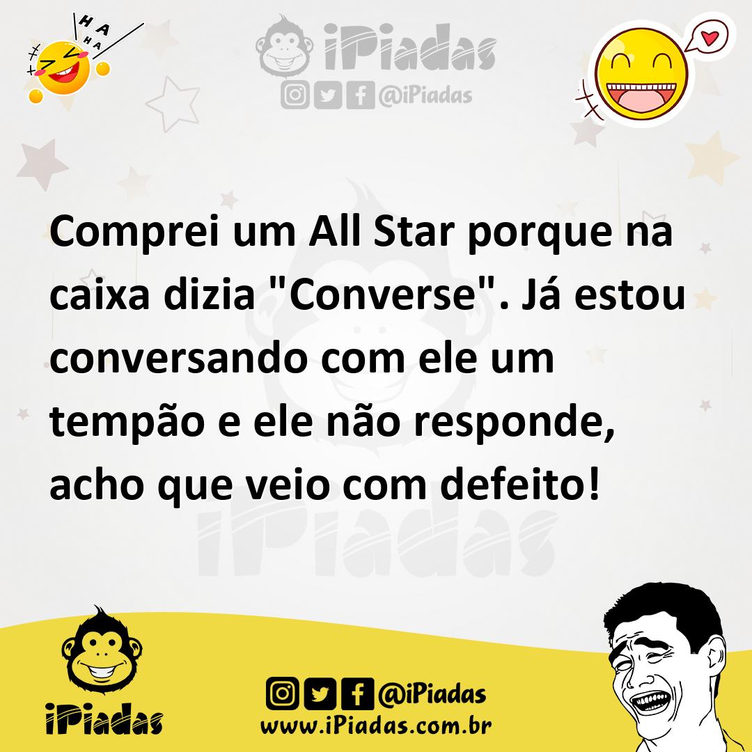 Ilustração de Comprei um All Star porque na caixa dizia "Converse". Já estou convers... no iPiadas