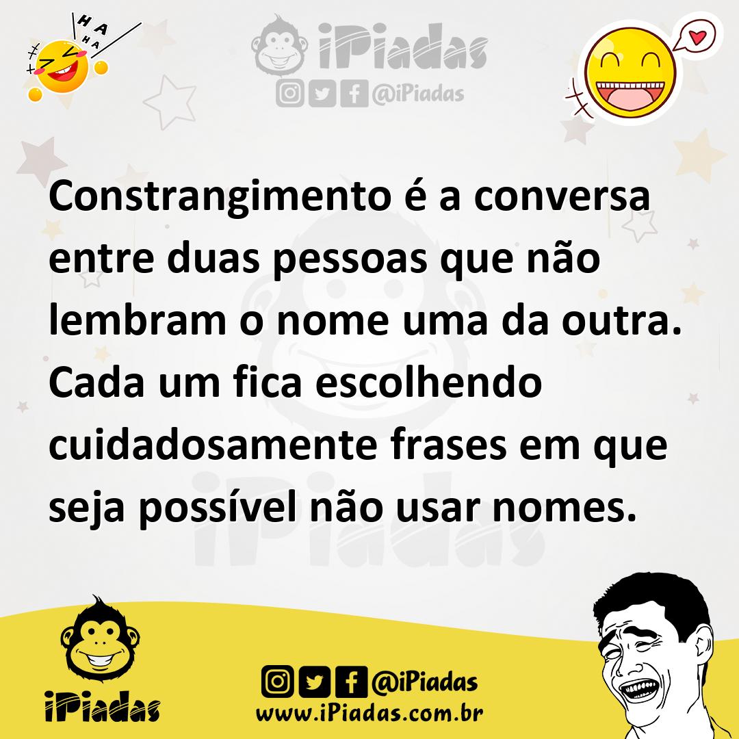 Ilustração de Constrangimento é a conversa entre duas pessoas que não lembram o nome... no iPiadas