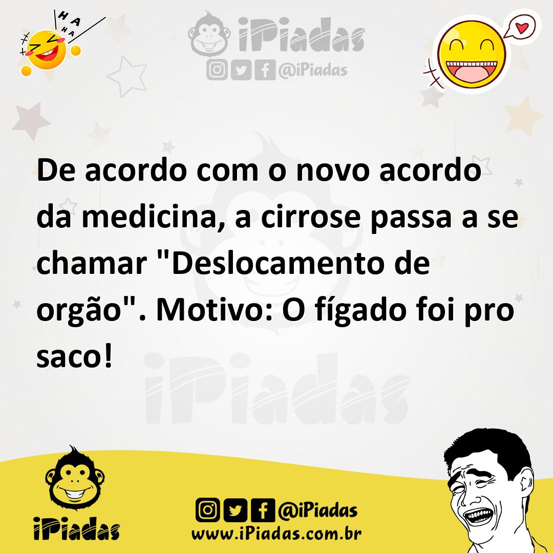 Ilustração de De acordo com o novo acordo da medicina, a cirrose passa a se chamar "... no iPiadas