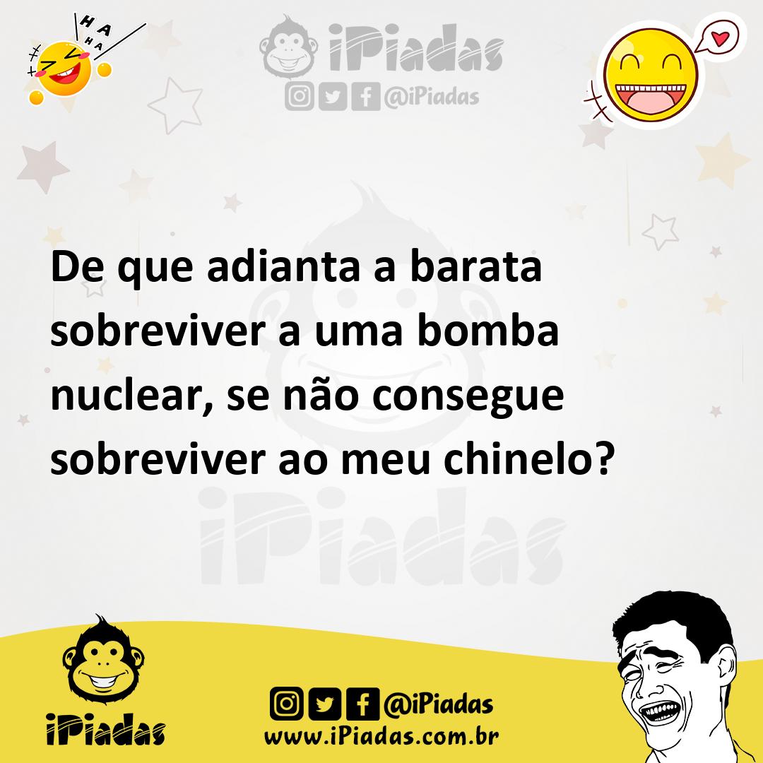 Ilustração de De que adianta a barata sobreviver a uma bomba nuclear, se não consegu... no iPiadas