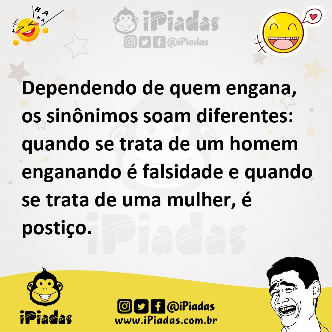 Ilustração de Dependendo de quem engana, os sinônimos soam diferentes: quando se tra... no iPiadas
