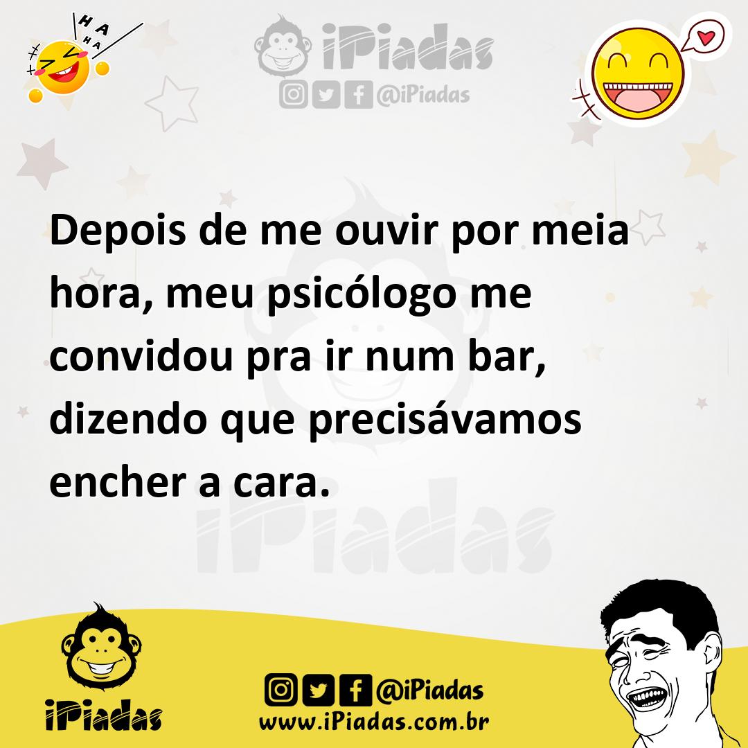 Ilustração de Depois de me ouvir por meia hora, meu psicólogo me convidou pra ir num... no iPiadas