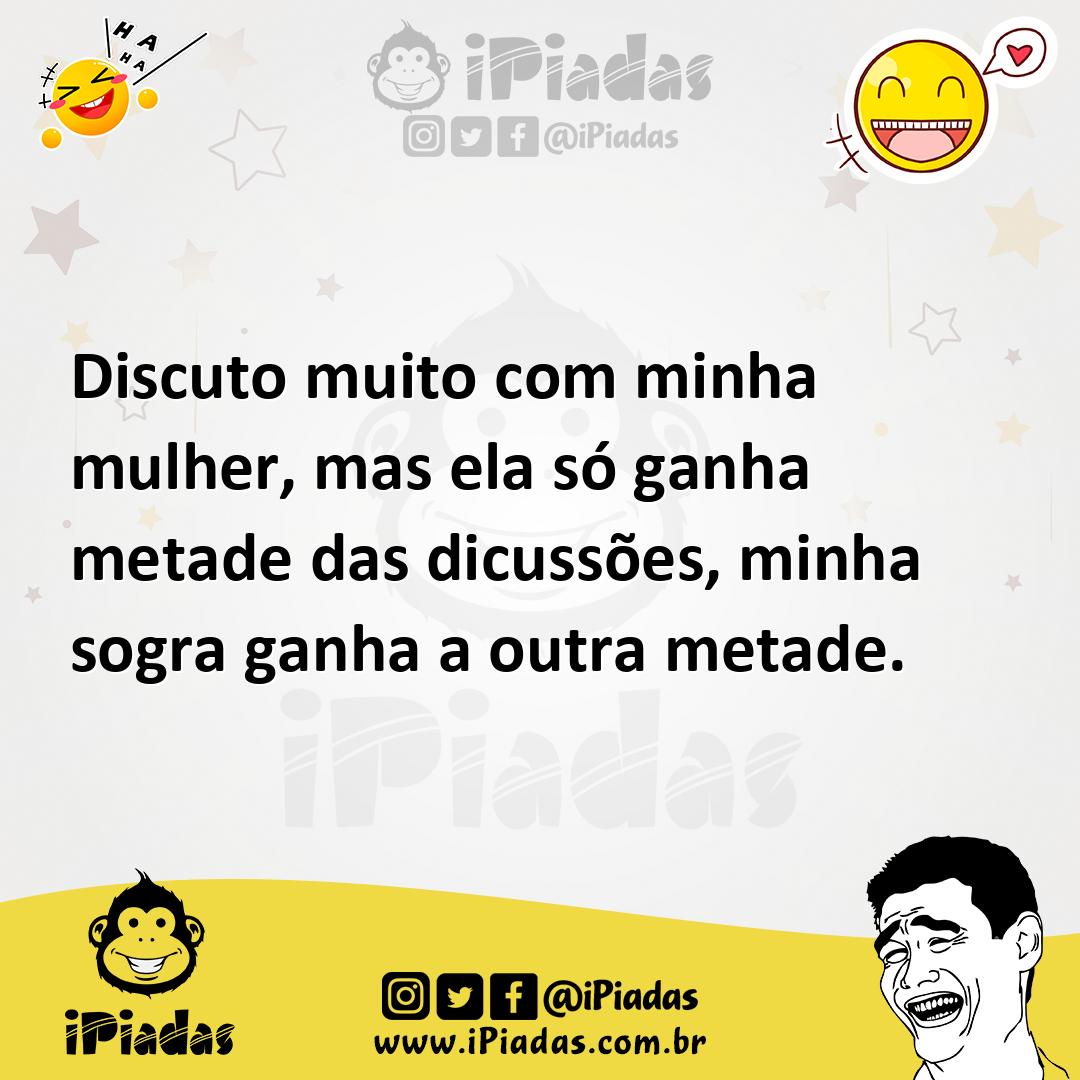 Ilustração de Discuto muito com minha mulher, mas ela só ganha metade das dicussões,... no iPiadas