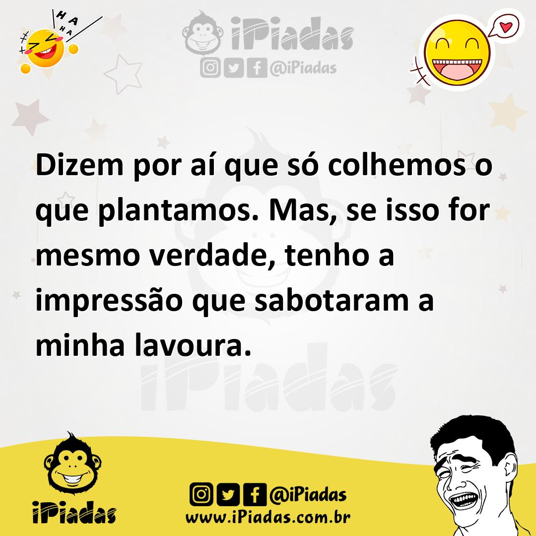 Ilustração de Dizem por aí que só colhemos o que plantamos. Mas, se isso for mesmo v... no iPiadas
