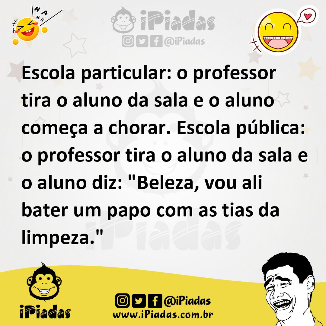 Ilustração de Escola particular: o professor tira o aluno da sala e o aluno começa a... no iPiadas