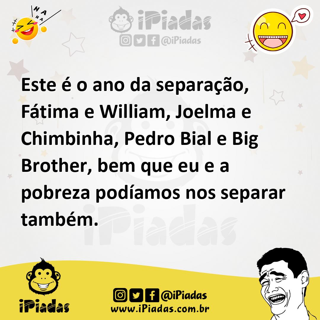 Ilustração de Este é o ano da separação, Fátima e William, Joelma e Chimbinha, Pedro... no iPiadas