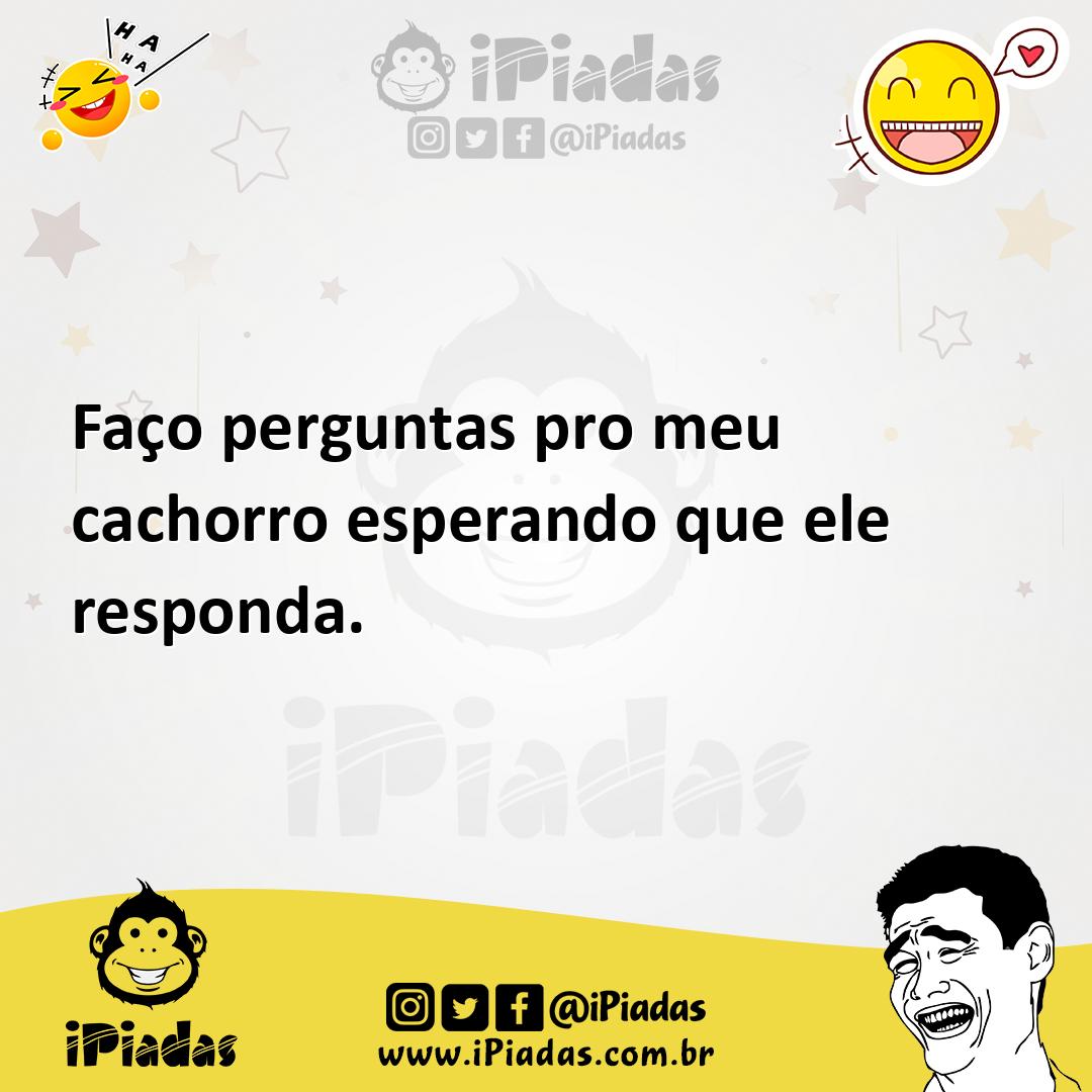 Ilustração de Faço perguntas pro meu cachorro esperando que ele responda. no iPiadas
