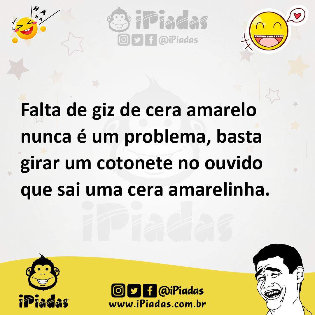 Ilustração de Falta de giz de cera amarelo nunca é um problema, basta girar um coton... no iPiadas