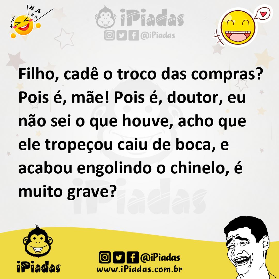 Ilustração de Filho, cadê o troco das compras? Pois é, mãe! Pois é, doutor, eu não s... no iPiadas