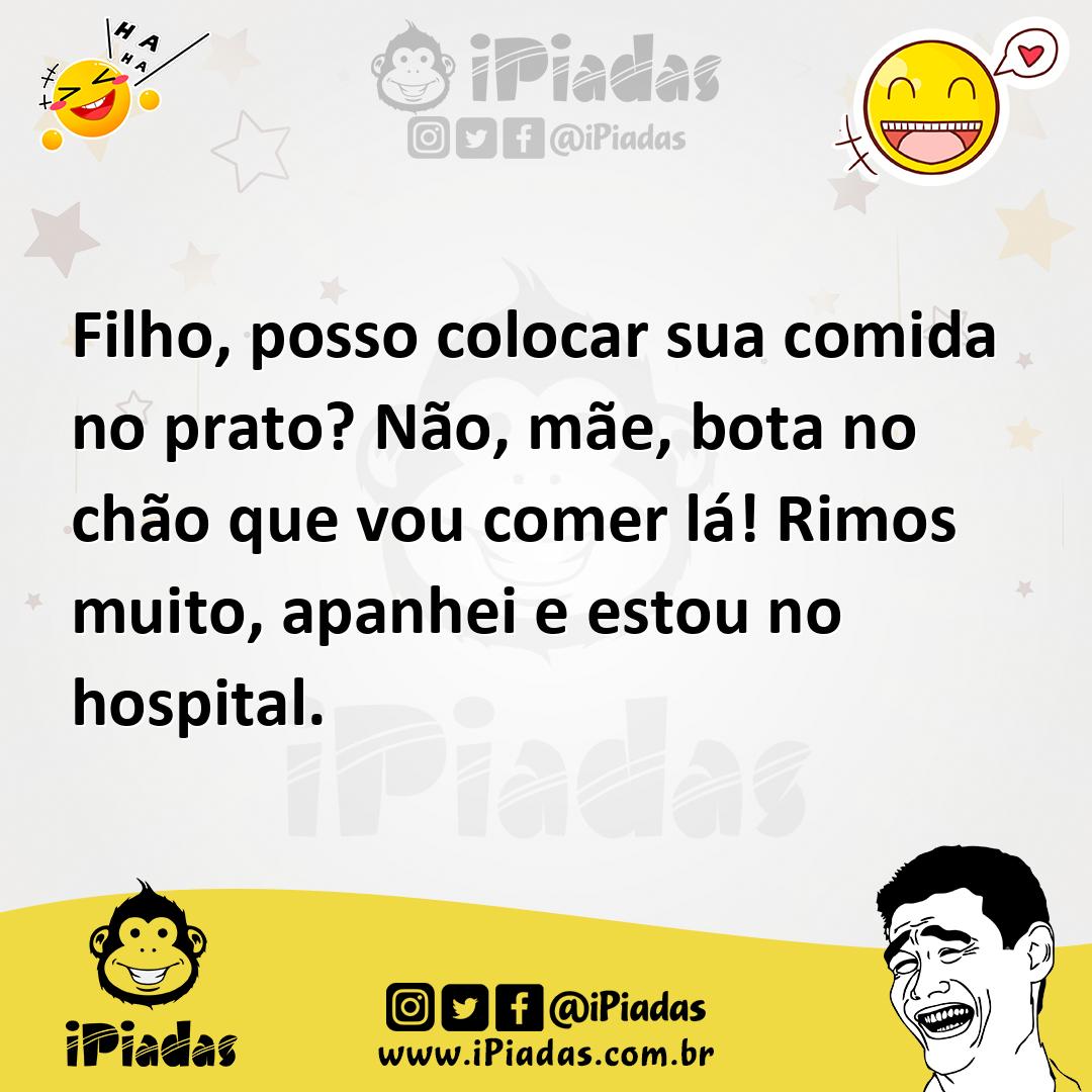 Ilustração de Filho, posso colocar sua comida no prato? Não, mãe, bota no chão que v... no iPiadas