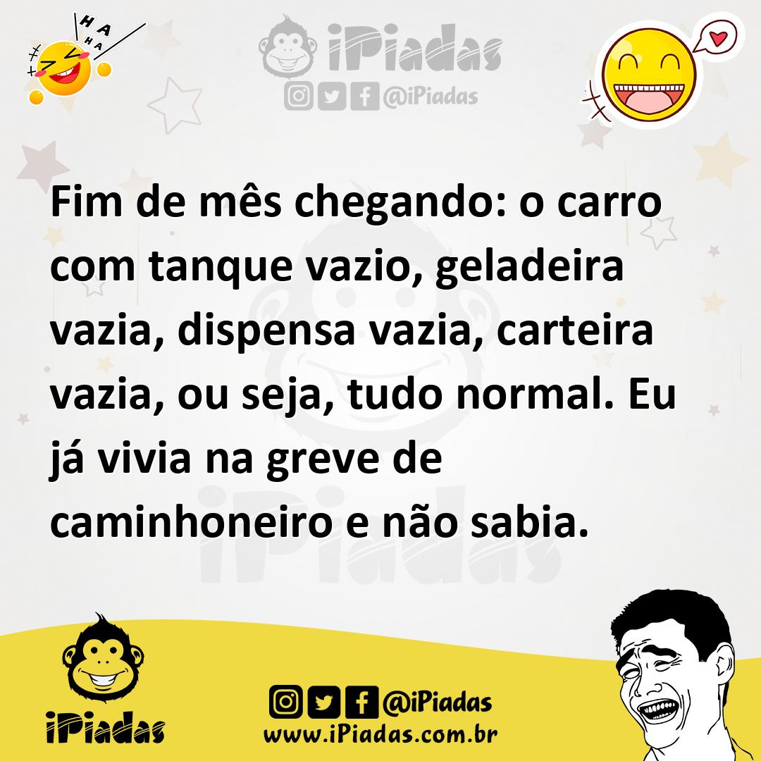 Ilustração de Fim de mês chegando: o carro com tanque vazio, geladeira vazia, dispen... no iPiadas