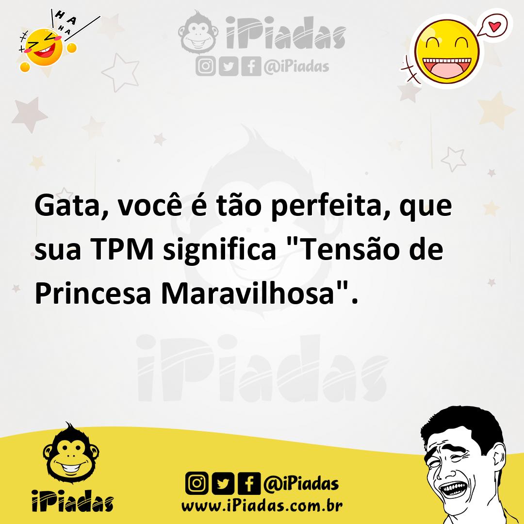 Ilustração de Gata, você é tão perfeita, que sua TPM significa "Tensão de Princesa M... no iPiadas