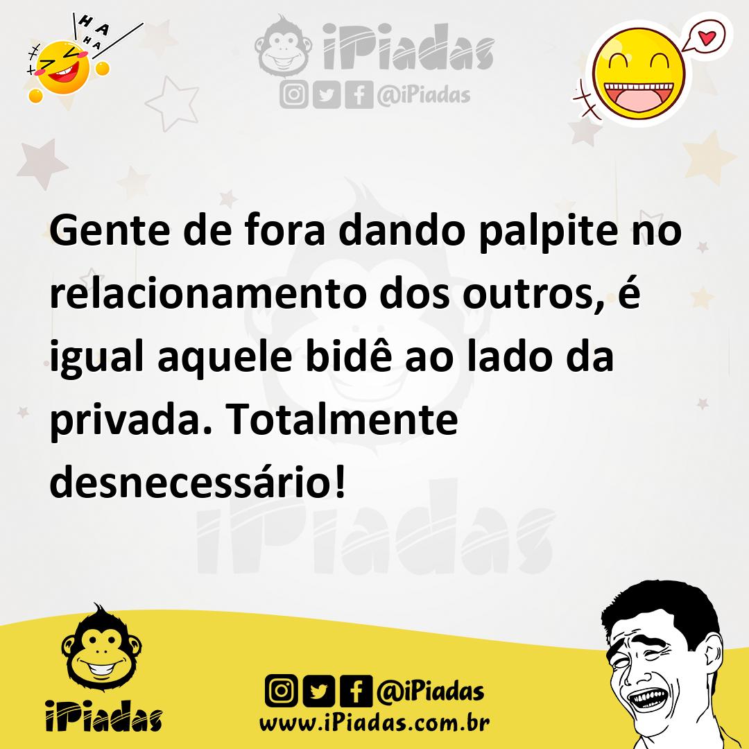 Ilustração de Gente de fora dando palpite no relacionamento dos outros, é igual aque... no iPiadas