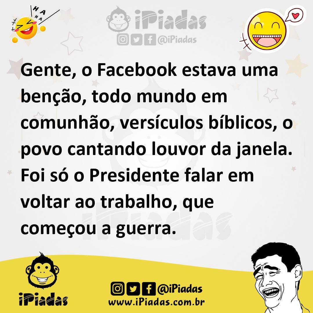 Ilustração de Gente, o Facebook estava uma benção, todo mundo em comunhão, versículo... no iPiadas