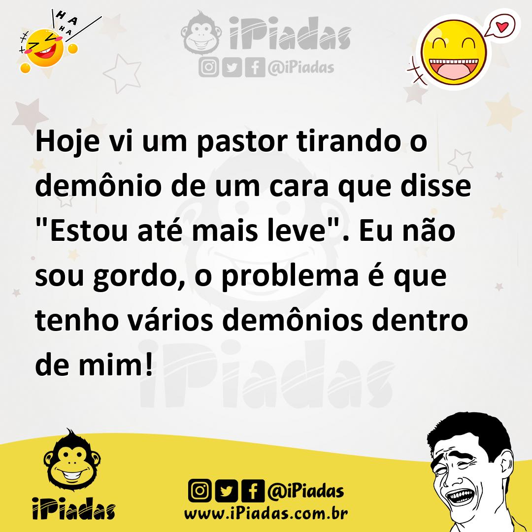 Ilustração de Hoje vi um pastor tirando o demônio de um cara que disse "Estou até ma... no iPiadas