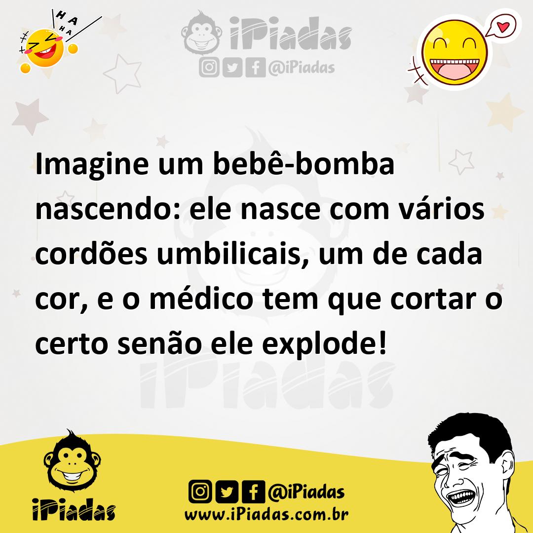 Ilustração de Imagine um bebê-bomba nascendo: ele nasce com vários cordões umbilicai... no iPiadas