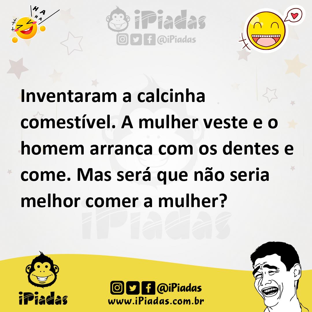 Ilustração de Inventaram a calcinha comestível. A mulher veste e o homem arranca com... no iPiadas