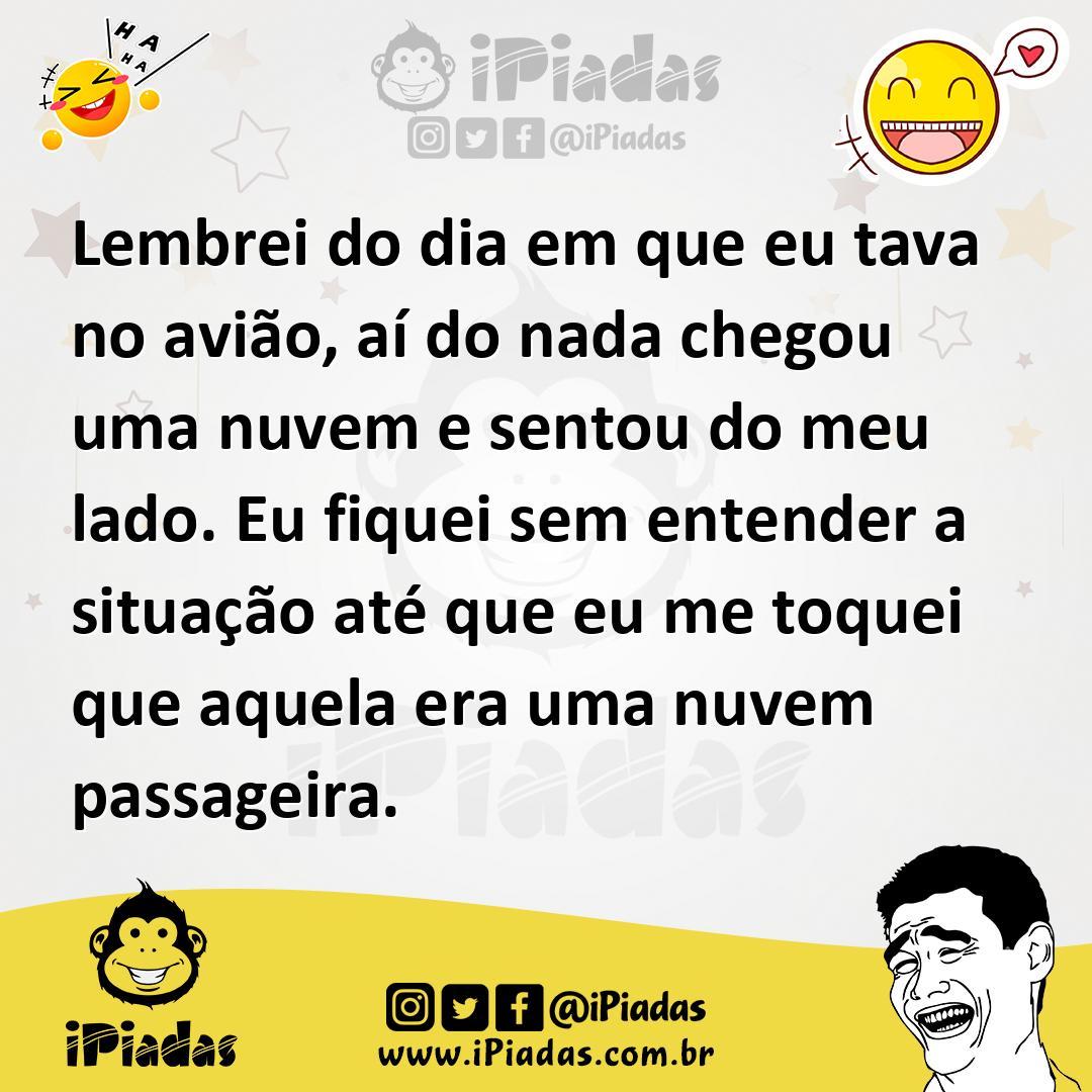 Ilustração de Lembrei do dia em que eu tava no avião, aí do nada chegou uma nuvem e... no iPiadas
