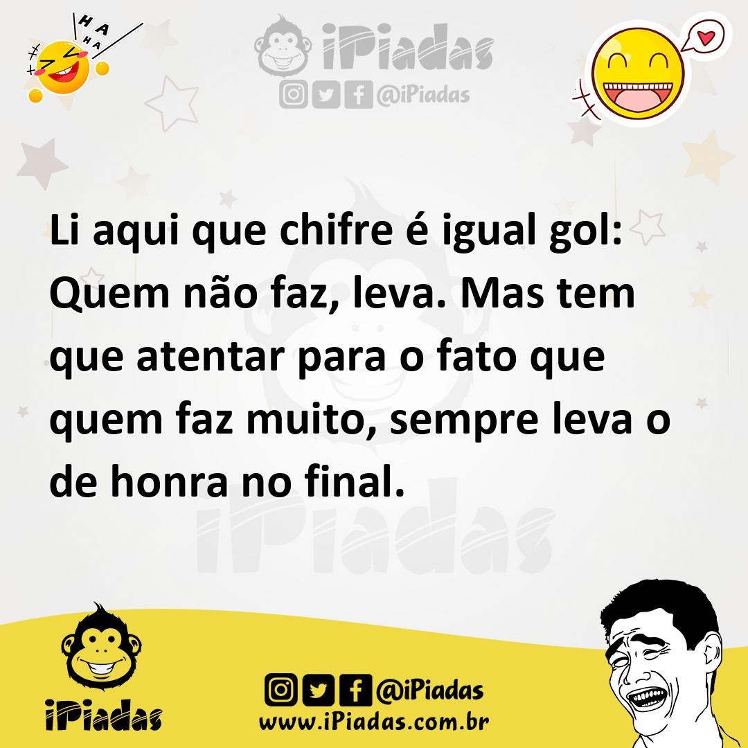 Ilustração de Li aqui que chifre é igual gol: Quem não faz, leva. Mas tem que atenta... no iPiadas