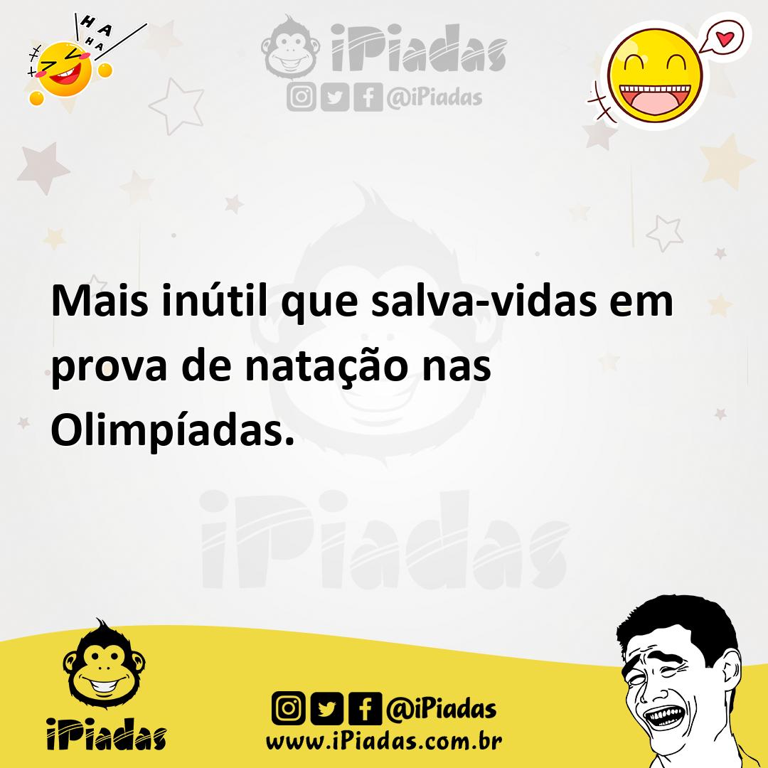 Ilustração de Mais inútil que salva-vidas em prova de natação nas Olimpíadas. no iPiadas