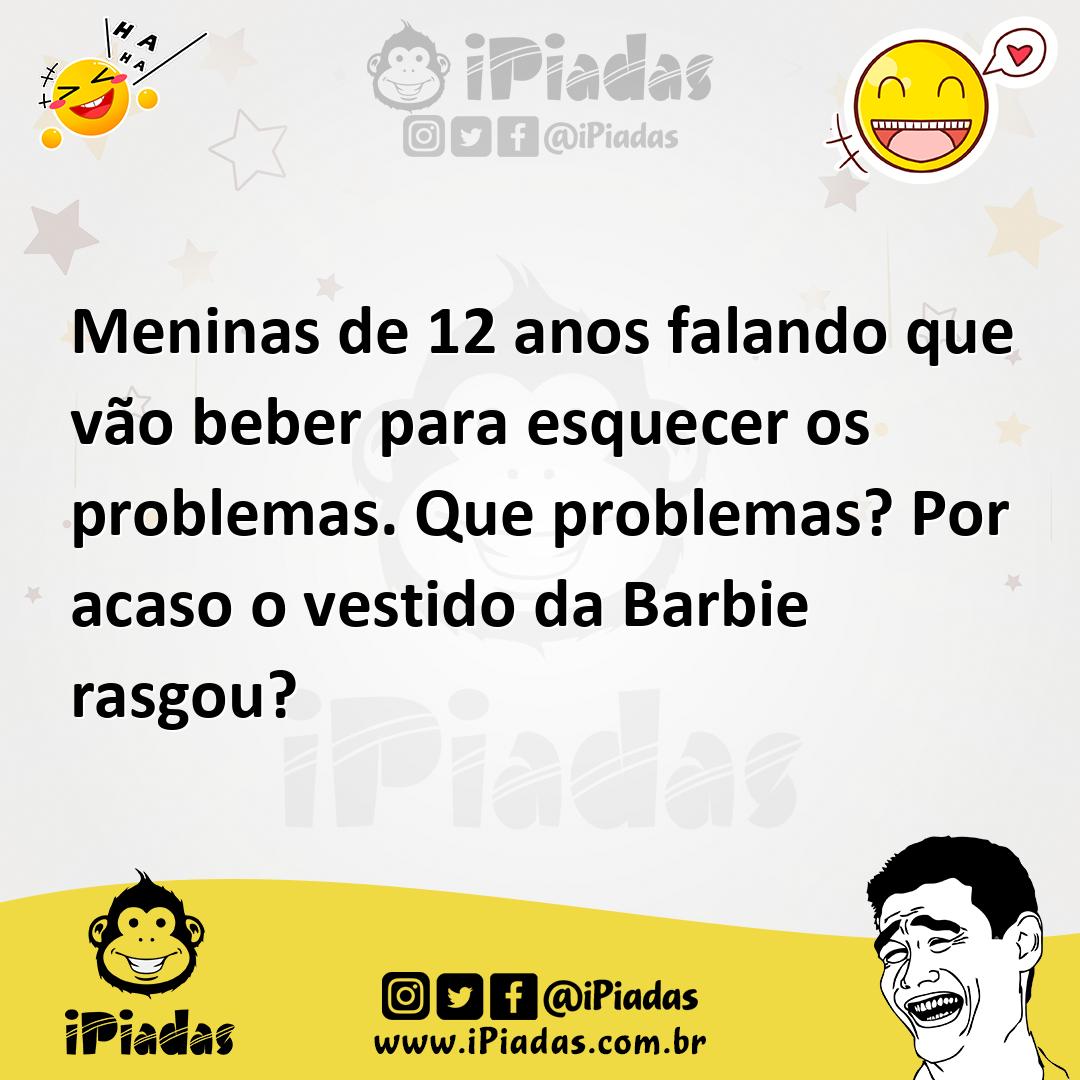 Ilustração de Meninas de 12 anos falando que vão beber para esquecer os problemas. Q... no iPiadas