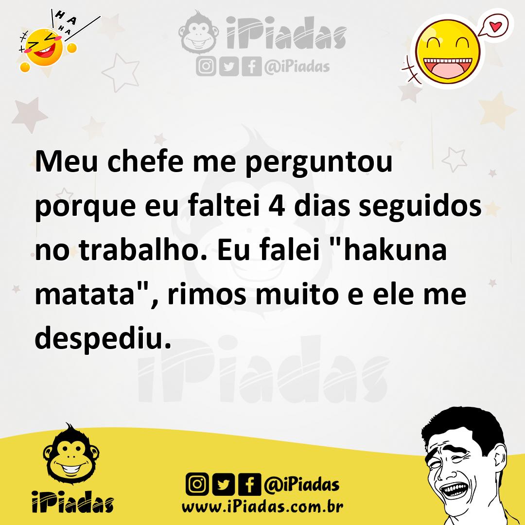 Ilustração de Meu chefe me perguntou porque eu faltei 4 dias seguidos no trabalho. E... no iPiadas