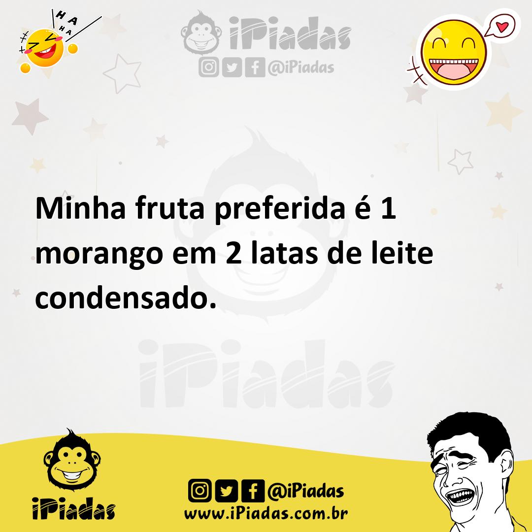Ilustração de Minha fruta preferida é 1 morango em 2 latas de leite condensado. no iPiadas
