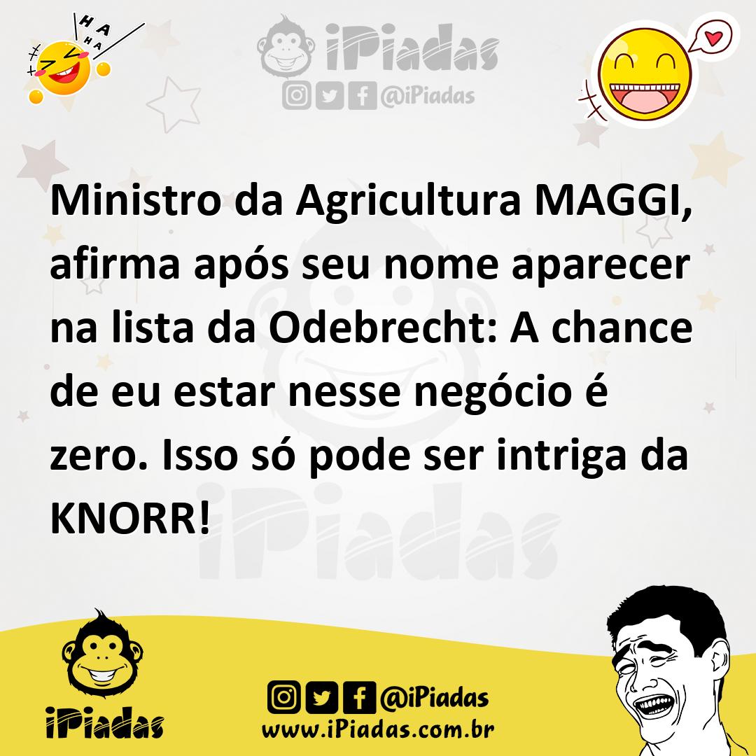 Ilustração de Ministro da Agricultura MAGGI, afirma após seu nome aparecer na lista... no iPiadas