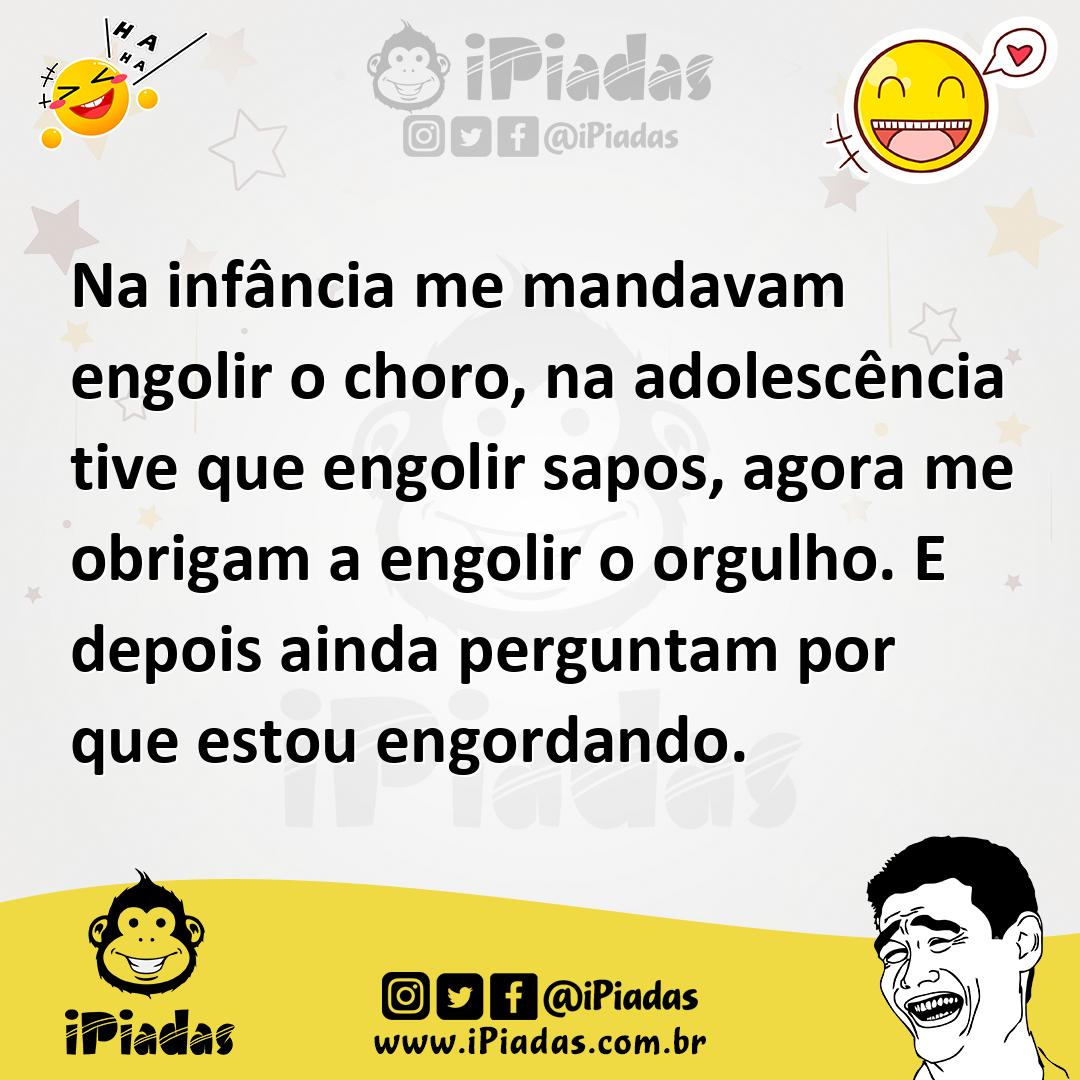 Ilustração de Na infância me mandavam engolir o choro, na adolescência tive que engo... no iPiadas