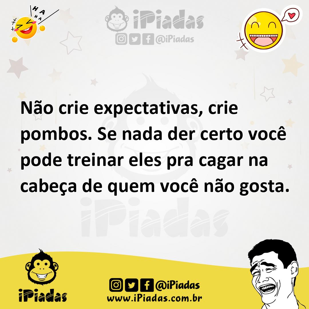 Ilustração de Não crie expectativas, crie pombos. Se nada der certo você pode treina... no iPiadas