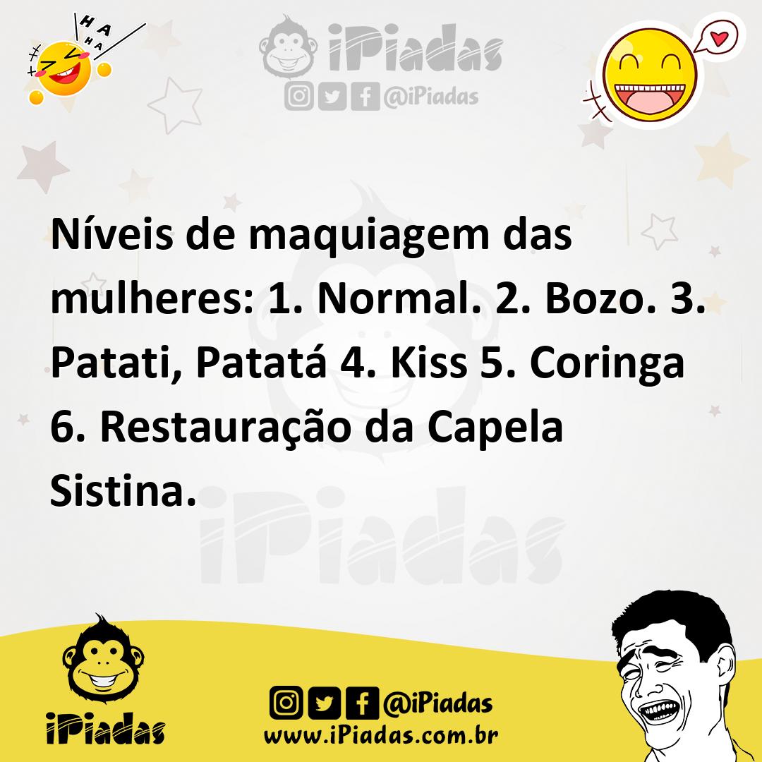 Ilustração de Níveis de maquiagem das mulheres: 1. Normal. 2. Bozo. 3. Patati, Patat... no iPiadas