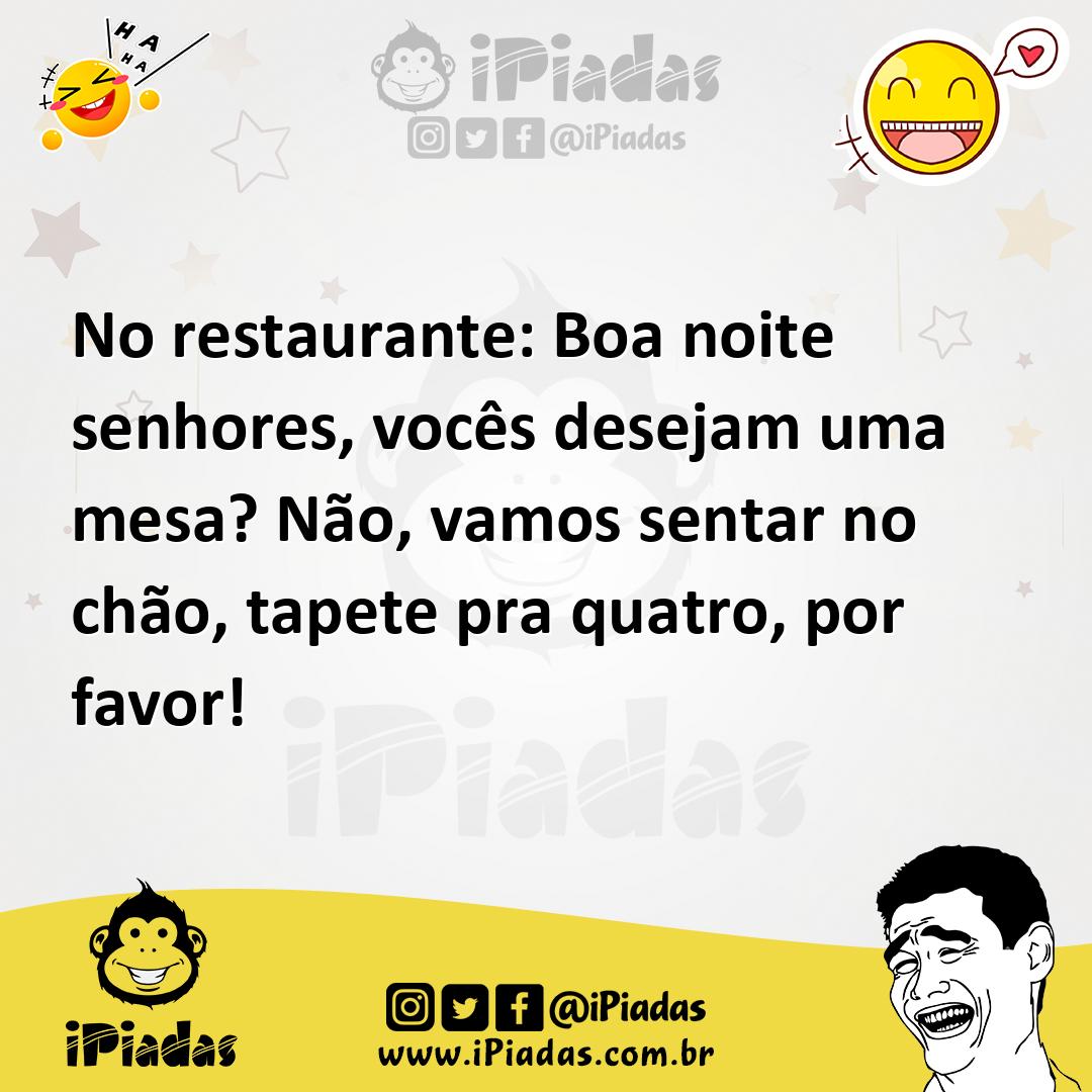 Ilustração de No restaurante: Boa noite senhores, vocês desejam uma mesa? Não, vamos... no iPiadas