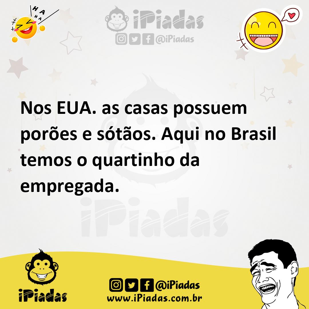 Ilustração de Nos EUA. as casas possuem porões e sótãos. Aqui no Brasil temos o quar... no iPiadas