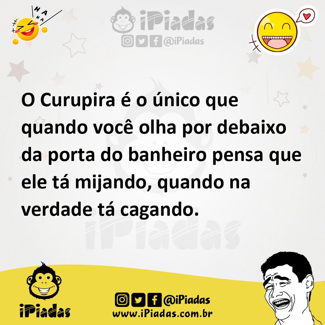 Ilustração de O Curupira é o único que quando você olha por debaixo da porta do banh... no iPiadas