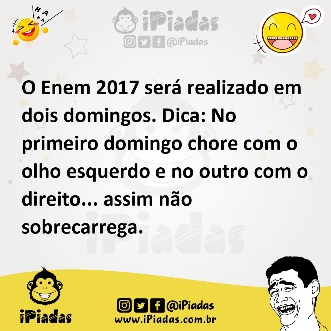 Ilustração de O Enem 2017 será realizado em dois domingos. Dica: No primeiro domingo... no iPiadas