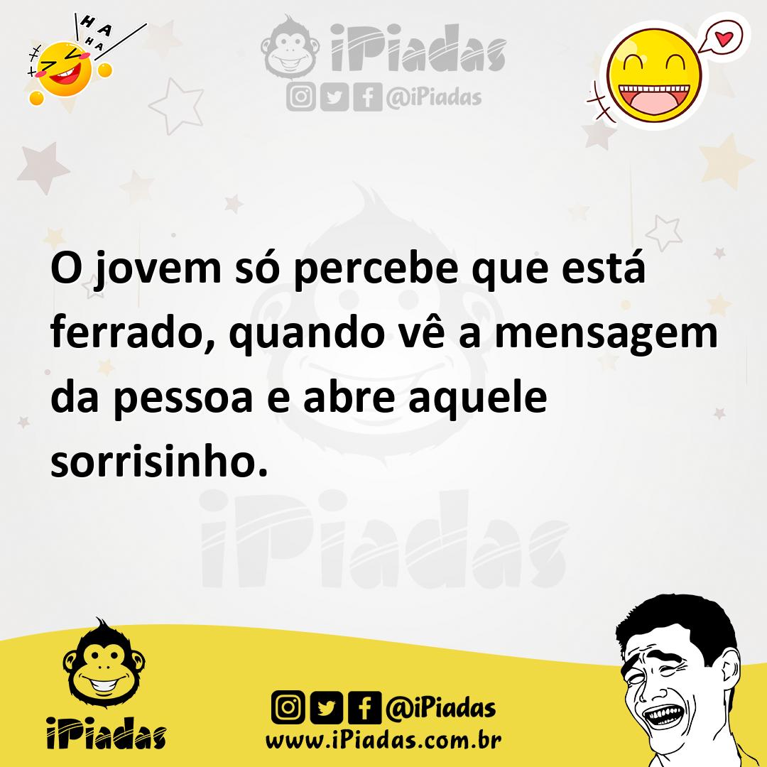 Ilustração de O jovem só percebe que está ferrado, quando vê a mensagem da pessoa e... no iPiadas